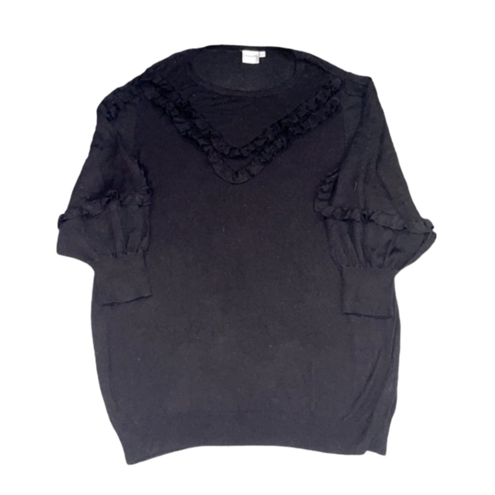 Junarose Ruffle Knit Black Sweater, Size 2X